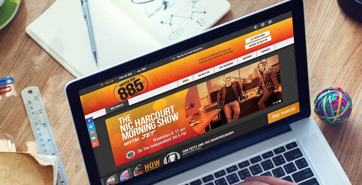 Computer with The SoCalSound website on it