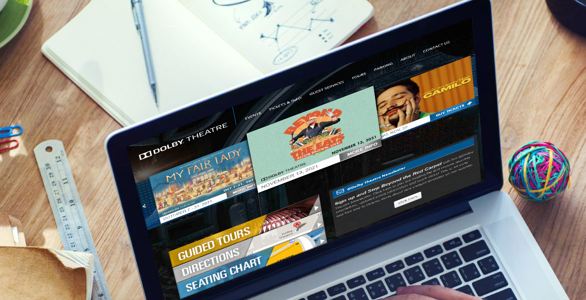 Computer with The Dolby Theatre website on it